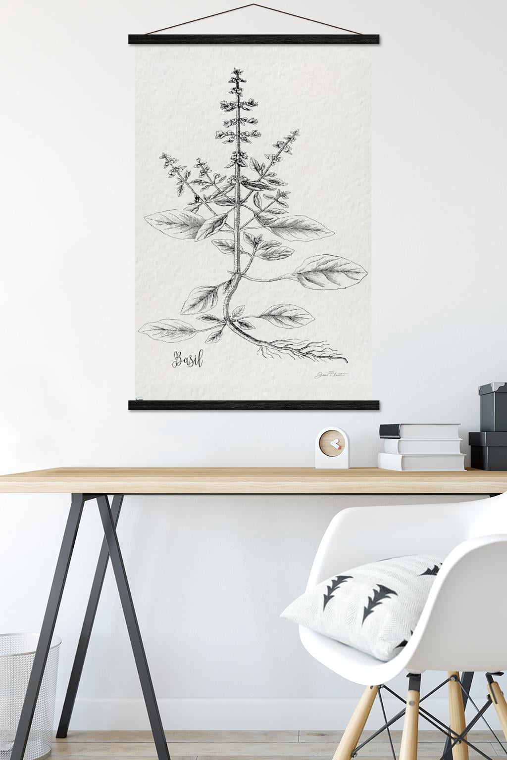 Jean Plout - Botanical Studies on Paper Basil Wall Poster with Magnetic Frame, 22.375" x 34"