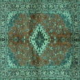thumbnail image 1 of Ahgly Company Machine Washable Indoor Square Persian Turquoise Blue Traditional Area Rugs, 5' Square, 1 of 4