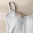 thumbnail image 4 of Weikingp Women's Ribbed Lace Square Neck Button Cami Tank Top Basic Layering Sleeveless Shirt White, 4 of 6