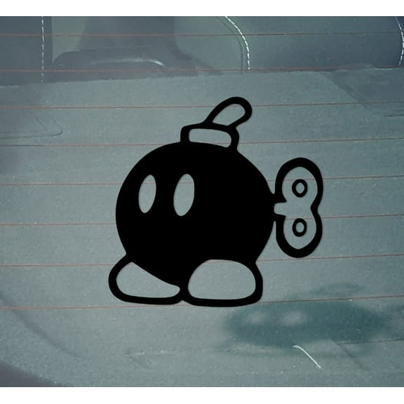 Super Mario Brothers Bob Bomb Vinyl Decal Sticker | 5-Inches | Black Vinyl Decal