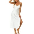 thumbnail image 2 of Unique Bargains Women's Satin Pajama V Neck Sexy Nightdress Soft Midi Lounge Dress, 2 of 5