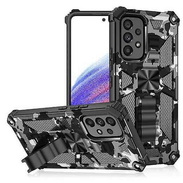 Étui d'Armure Camouflage Militaire Compatible avec Samsung Galaxy S23 Ultra/s23 Plus/s23 avec Béquille Magnétique Intégrée