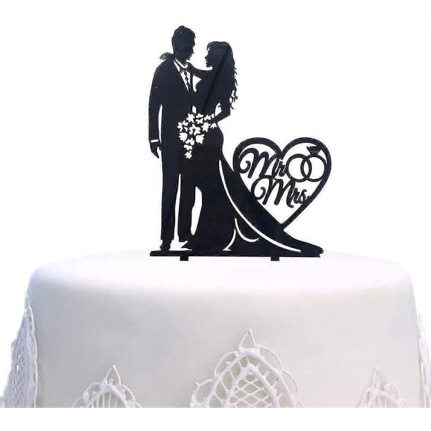 Mr and Mrs Cake Topper Acrylic Love Wedding Cake Topper Funny Bride and Groom Cake Topper, 1PC