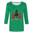 thumbnail image 4 of HOMBOM Womens Crewneck Shirts Green Casual Xmas 3/4 Sleeve Santa Print Holiday Christmas Tee Shirts for Women, 4 of 5