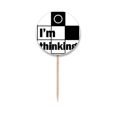 thumbnail image 1 of I'm Thinking Quote Art Deco  Fashion Toothpick Flags Round Labels Party Decoration, 1 of 3