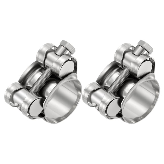 2Pcs 304 Stainless Steel T-Bolt Hose Clamp, Adjustable OD Range 1.4" to 1.5" (36-39mm) Heavy Duty Pipe Strap Clamp, Metal Fuel Line Clamping for Automotive, Plumbing, Industrial