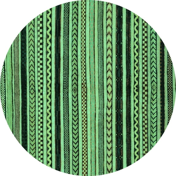 Ahgly Company Indoor Round Abstract Turquoise Blue Modern Area Rugs, 4' Round