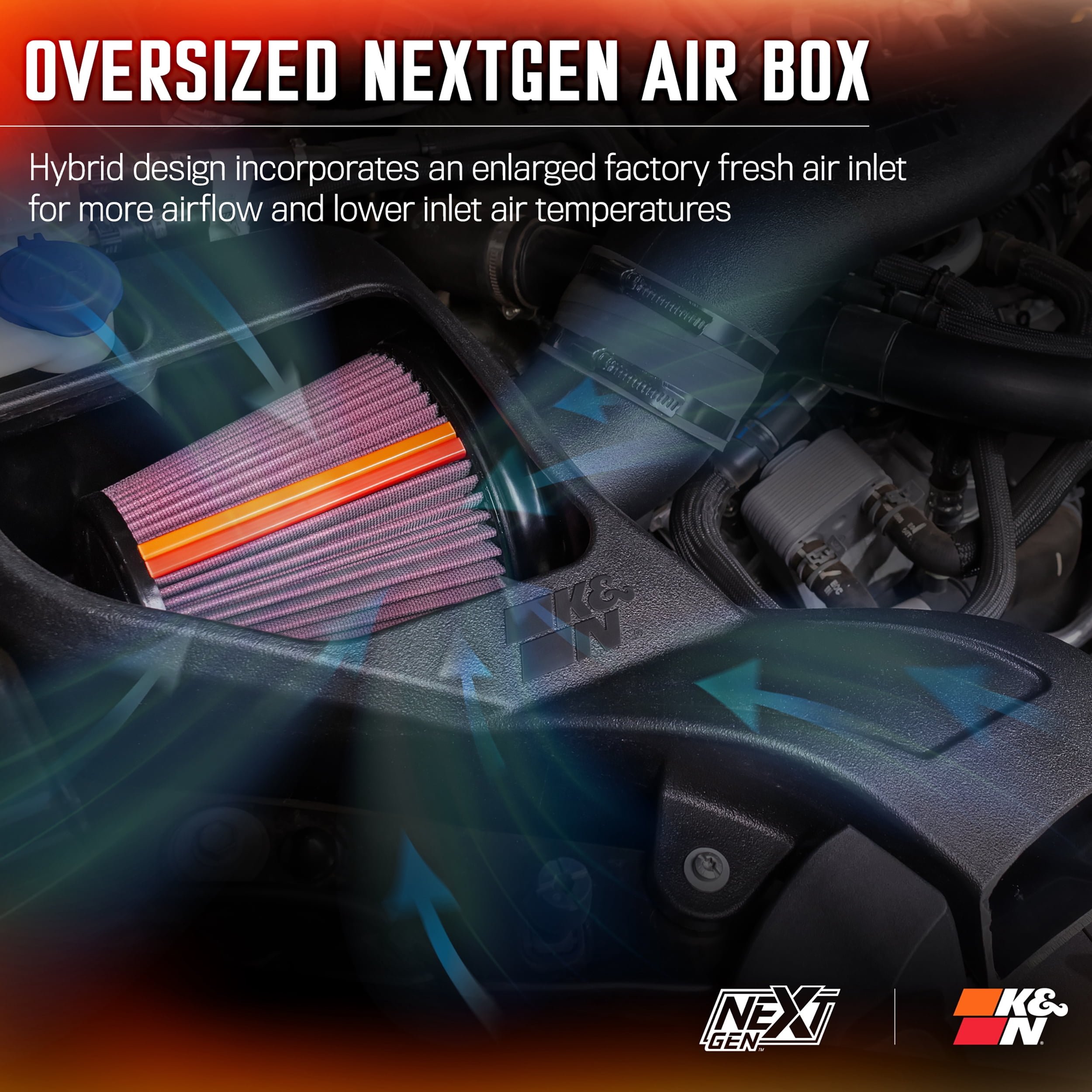 K&N Performance NextGen Cold Air Intake System: Easy Installation, Engineered to Maximize Airflow, Boost Horsepower & Torque, 50-2628