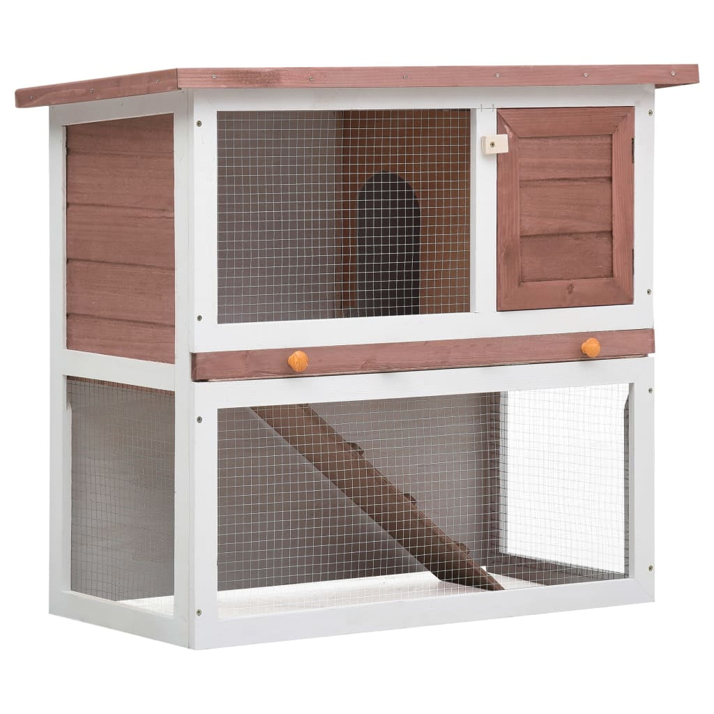 vidaXL Rabbit Hutch Bunny Cage House with Pull Out Tray Ramp Solid Pine Wood
