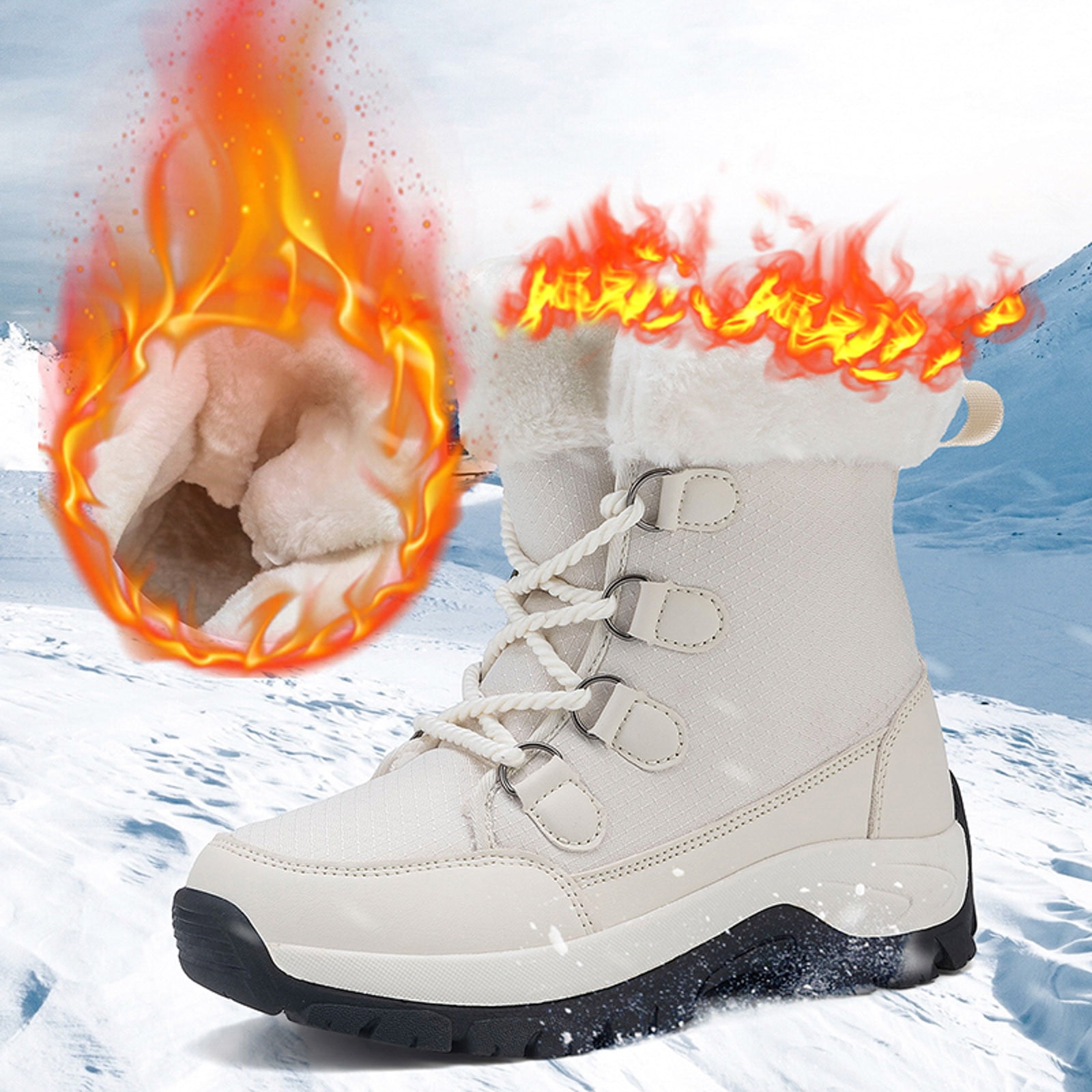 Bottes De Neige Pour Fille - Hiver Automne - Semelle épaisse Antidérapante - Chauffantes Et Confortables - Nœud Décoratif - Taille Conseillée