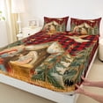 thumbnail image 3 of Manfei Merry Christmas Twin Sheet Set (3-Piece) Red Black Geometric Grid Decor For Adults, 3 of 7