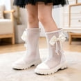 thumbnail image 2 of CAIXIA Girls Leather Riding Knee High Boots with Side Zipper Fashion Round Toe Pu Leather Combat Boots Punk Goth Shoes Back To School Bowknot Winter Shoes for Little Big Kid, 2 of 9
