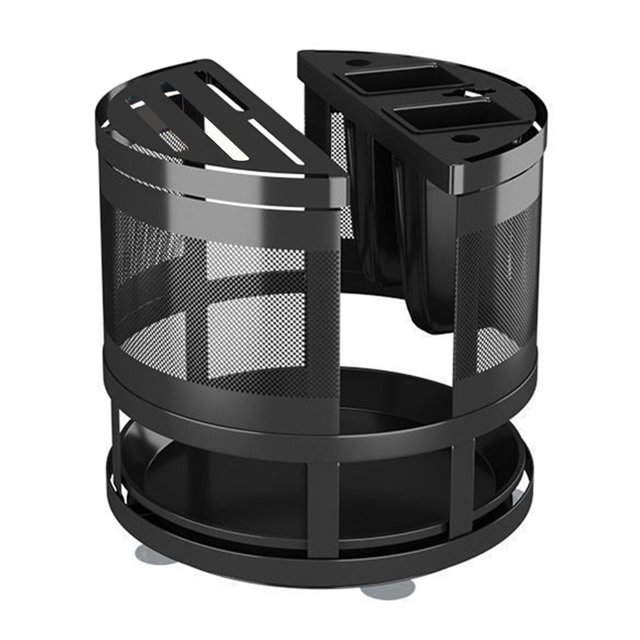 Kitchen Rack Knife Holder Multi-Function Chopsticks Cylinder Black Steel 360-Degree Cutting Board Storage