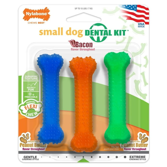 Juguetes Dentales para Perros Pequeños Nylabone FlexiChew Huesos