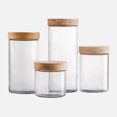 thumbnail image 1 of Linen Chest JS GOURMET Glass Containers with Bamboo Lids, Set of 4, 1 of 3