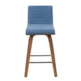 thumbnail image 3 of Vienna Modern Counter Height Swivel Bar Stool with Vintage Blue Upholstered Seat and Walnut Finished Wood Frame, 3 of 5