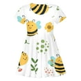 thumbnail image 5 of Tisuna Girls Summer Dress Cartoon Bee Print Short Sleeve Crew Neck Dresses Comfortable Soft Little Girls Children'S Casual Wear White Size 8-9 Years, 5 of 5