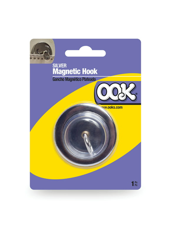 OOK Magnetic Hook, Silver, Zinc Plated, 1 Piece (9lb)
