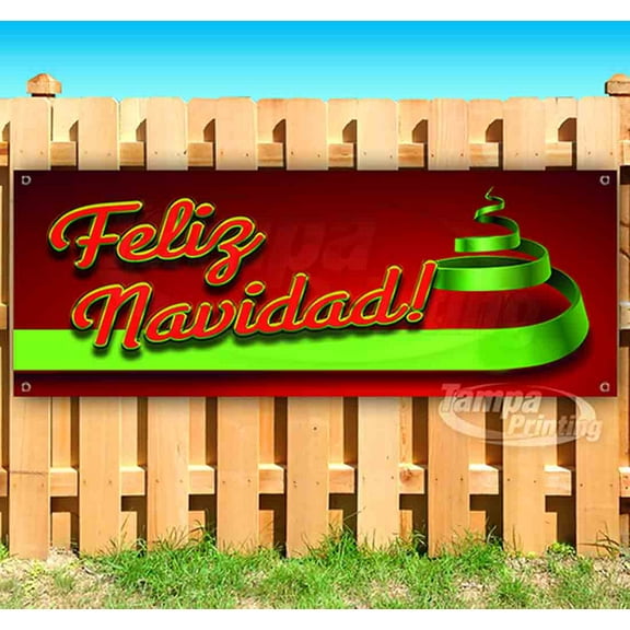 Feliz Navidad 13 oz Vinyl Banner With Metal Grommets