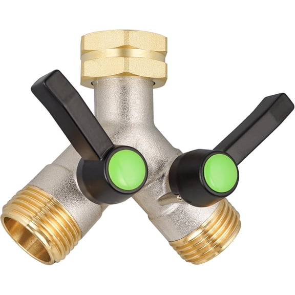 Garden Hose Diverter Heavy Brass Hose Diverter Hose Separator 2-Way Heavy,2-Way Hose Connector Diverter Quick Connect Hose Connector Water Pipe Diverter, 3/4 "Right Inlet Hose Y Valve Faucet Adapter