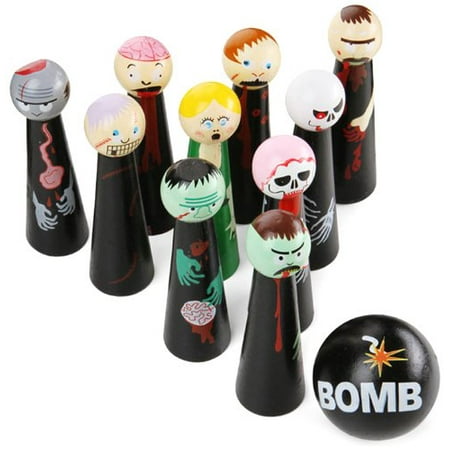 Front Porch Classics Bowling ZombiesIncludes 2 miniature bowling balls and 10 handcrafted wooden pins 4''high By Front Porch Classics ()