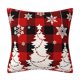 thumbnail image 5 of Fundas de Almohada Navideñas,Adornos Navideños de ,Fundas de Almohada Clásicas de Lino a Cuadros Negros y Rojos para Sofá,Silla,Cama,Hogar(C)(4 piezas), 5 of 5