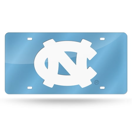 UNC North Carolina-Tar-Heel's Light Blue Mirror Look Acrylic License Plate Laser Tag