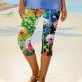 thumbnail image 6 of Leggings under $5! Cagogo Capri Leggings for Women Floral Print Plus Size Soft Stretchy Yoga Pants Workout Athletic Running Casual Summer Elastic Waist Knee Length Lounge Capri Leggings, 6 of 6