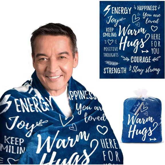 Get Well Gift for Women & Men - Super Soft Hug Blanket with Inspirational Words - Healing Blanket Care Package Comforting Gift for Cancer Patients & Others During Hard Times - 50"x60", Teal