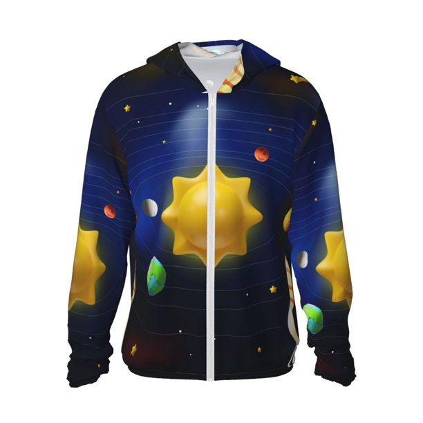 Balery Solar System Sudadera ligera de manga larga con capucha y protección solar UPF 50+ para hombre y mujer, ideal para pesca y running-X-Large