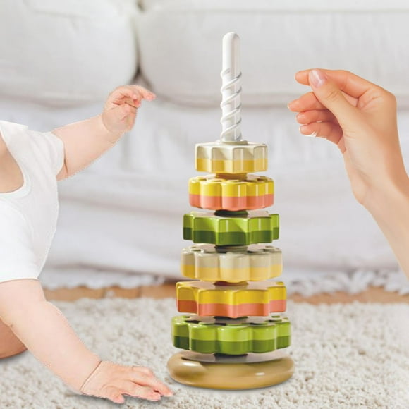 Juguete apilable para bebés, apilador de anillos de arcoíris, apilador geométrico, desarrollo de clasificación, juguetes apilables para niños para verde