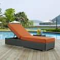 thumbnail image 2 of Modern Contemporary Urban Design Outdoor Patio Balcony Chaise Lounge Chair Lounge, Orange, Rattan, 2 of 4