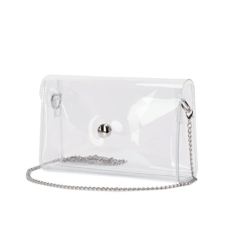 LAM GALLERY Clear Purse Stadium Approved Bag Small Clear Crossbody Bag for Sports Cute See Through Clutch Mini Shoulder Bag Silver Walmart