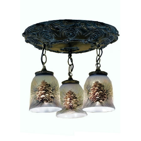 

Meyda Tiffany 49537 Northwoods 3 Light 17 Wide Semi Flush Ceiling Fixture - Tiffany Glass
