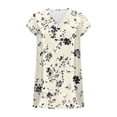 thumbnail image 6 of Dreluolixua Oversized T Shirts for Women Satin Plus Size V Neck Tee Lightweight Short Sleeve Shirt Print Casual Tops, 6 of 6