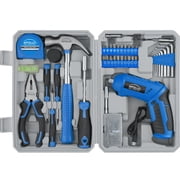 Apollo Tools Compact 81 Piece Tool Set with 3.6V Li-Ion Rechargeable USB Cordless Screwdriver - DT2020 Blue/Gray