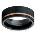 thumbnail image 2 of Rose Gold Tungsten Wedding Band 8mm Black Tungsten Wedding Band Offset Groove Men & Women Comfort Fit, 2 of 2