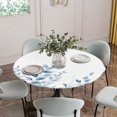 thumbnail image 5 of Blue Botanical Round Tablecloth for 45-54 Inch Tables, Fitted Table Cover with Elastic Edge, Pastoral Leaf Watercolor Waterproof Outdoor Table Cloth Protector for Patio Garden Dinner Picnic, 5 of 9