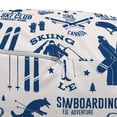 thumbnail image 3 of Ski Pattern Pouf Cover with Zipper, Vintage Style Monochromatic Design of Skiing Themed Motifs, Soft Decorative Fabric Unstuffed Case, 30" W X 17.3" L, Eggshell and Dark Sky Blue, by Ambesonne, 3 of 5