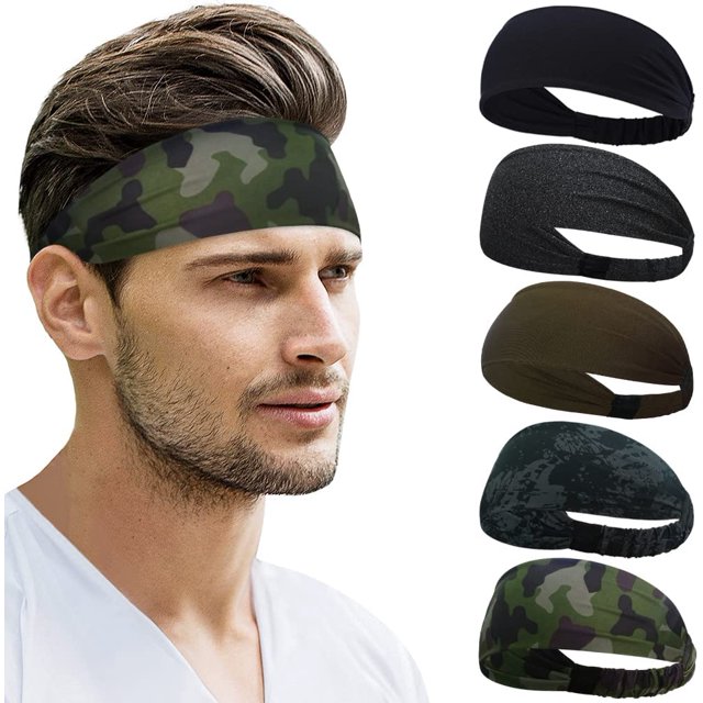 Diademas Deportivas para Hombres y Mujeres (5 Piezas), Diademas Antideslizantes y Resistentes al Sudor para Correr, Ciclismo, Fitness, Baloncesto, Fútbol ACTIVE Biensenido a ACTIVE