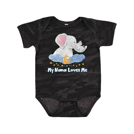 

Inktastic My Nana Loves Me Cute Elephants Clouds Moon and Stars Gift Baby Boy or Baby Girl Bodysuit
