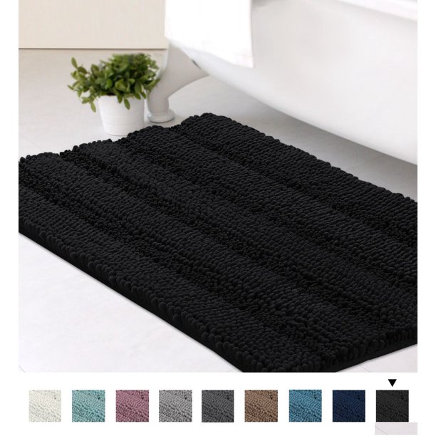 Original Luxury Striped Chenille Bathroom Rug Mat, Extra Soft and