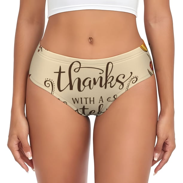 Fotbe Thanksgiving With A Grateful Heart Calzones Estampados para Mujer – Ropa Interior de Algodón, Cómoda, Suave y Elástica-X-Large