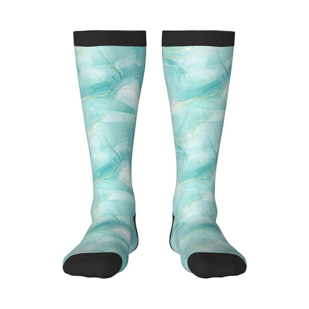 Fotbe Blue Marble Calcetas Divertidas Estampadas para Hombre y Mujer, Calcetas de Algodón hasta la Rodilla para Caminar, Correr, Enfermería y Embarazo
