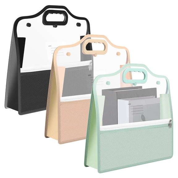 LINFANG 3Pcs Portable Scrapbook Paper Storage Organizer with Handle and Snap Button Waterproof Expandable Paper Storage Bag for Scrapbook