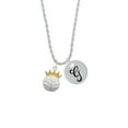 thumbnail image 2 of Delight Jewelry Silvertone Volleyball - Crown Silvertone Script Initial Disc - G - Charm Necklace, 20"+3", 2 of 4