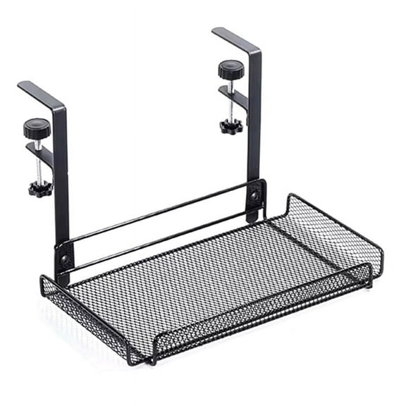 No Drill Under Desk Cable Management Tray with Clamp-Premium Wire Cord Organizer - Thin Steel Basket B