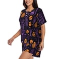 thumbnail image 3 of Womens Pajama Sets With Pocket, Halloween Pumpkin Purple Tree Lounge Sets Short Sleeve Sleepwear PJ Sets for Women, 3 of 6