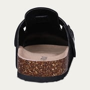 Litfun Womens Suede Clogs Leather Mules Cork Footbed Sandals Arch Support Potato Shoes with Adjustable Buckle