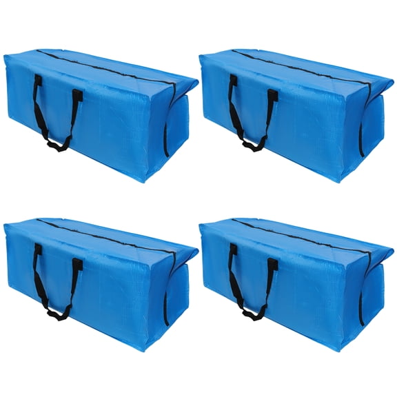 VEGCOO 4-Pack Heavy Duty Storage Bags with Handles - 29x15x13 inch Large Moving Bags, Waterproof PP Totes with Double Zippers for Clothes, Dorm, Garage & Travel Organization (Blue)